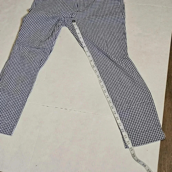Zara Blue/ White Gingham Straight Leg Pants W Pockets Sz 2 - Picture 2 of 9